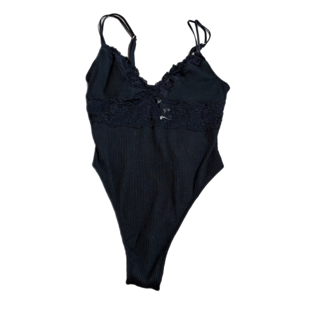 Forever 21 Black Lace Trim Bodysuit